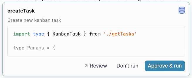 Approve create task function