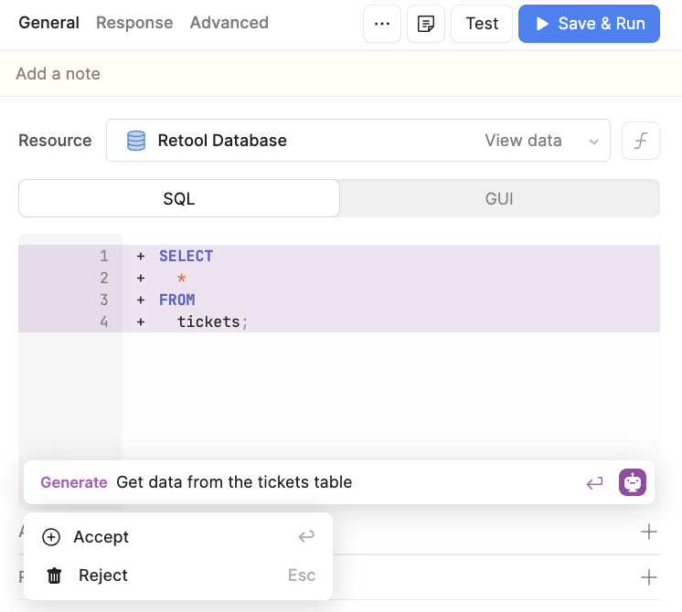 Ask AI in the Query Editor