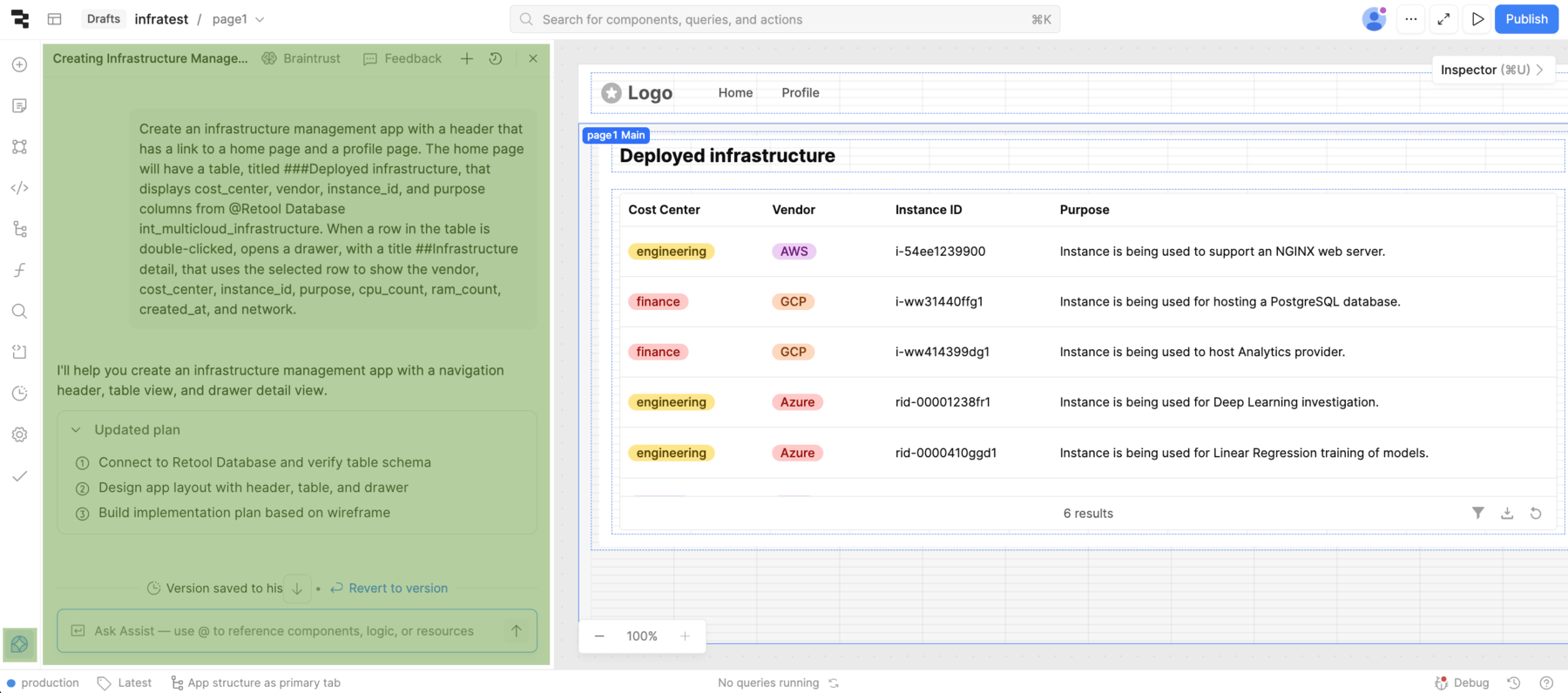Assist Tab in App IDE