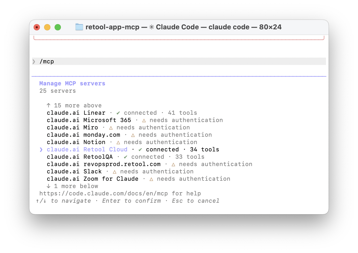 Retool MCP server connected