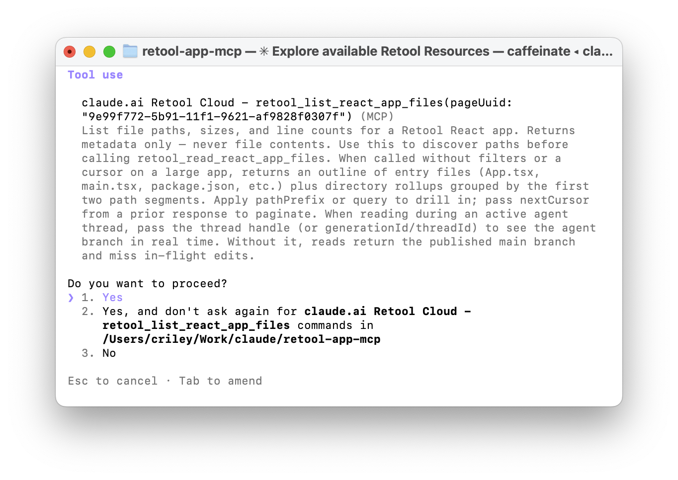 HITL Yes selection example