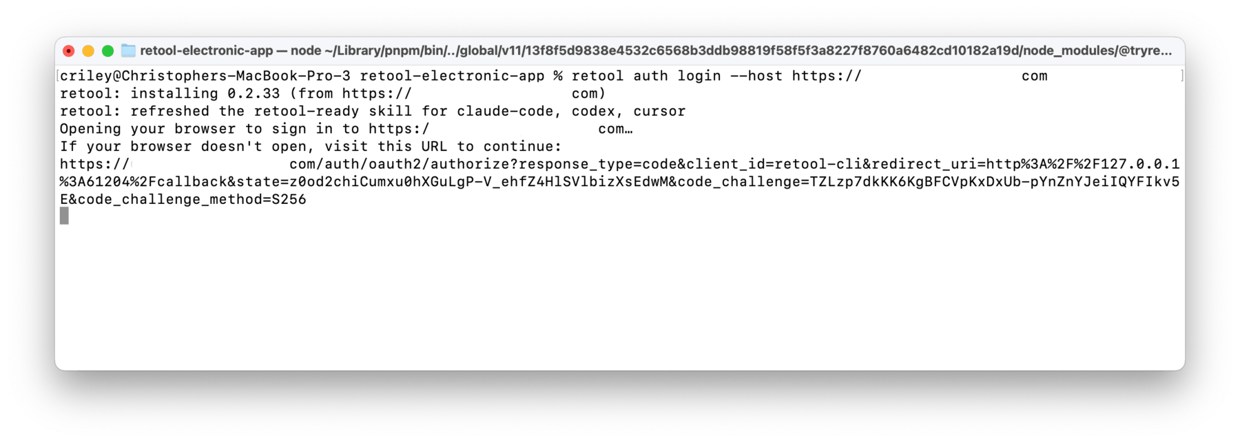 CLI auth login