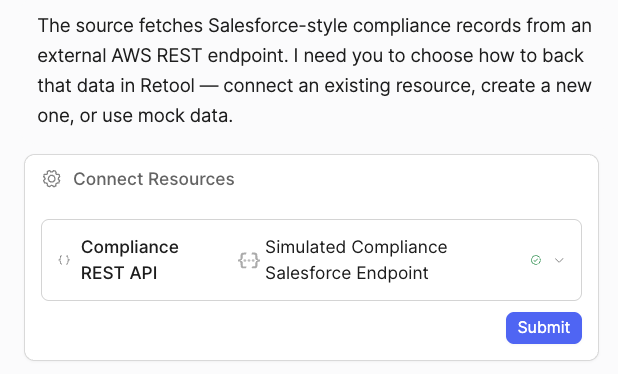 Create resource confirmation dialog