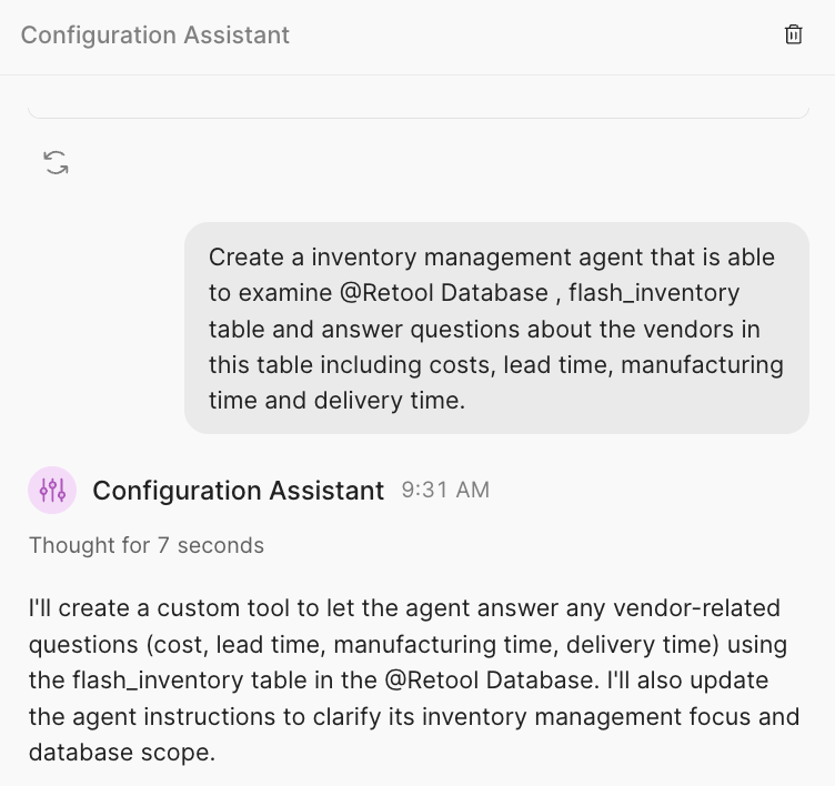 Configuration prompt