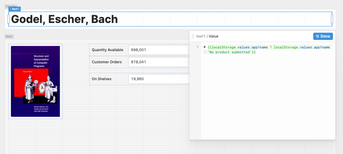 Displaying localStorage data in a Text component.