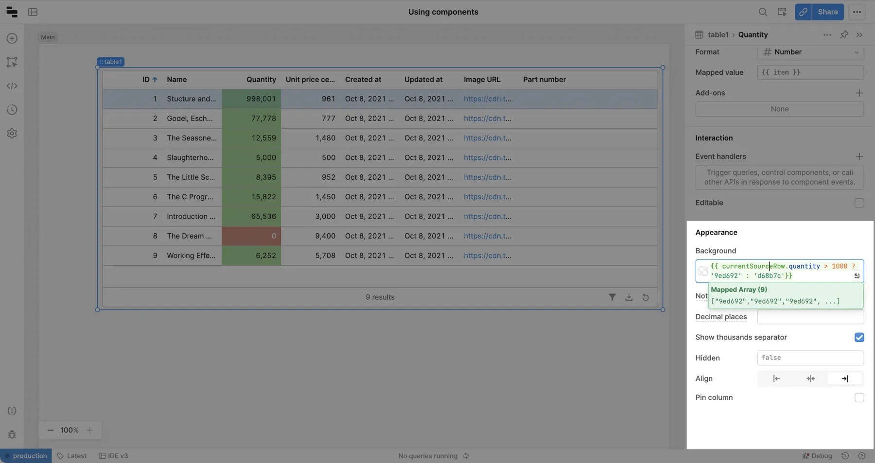 Conditionally set styles based on data