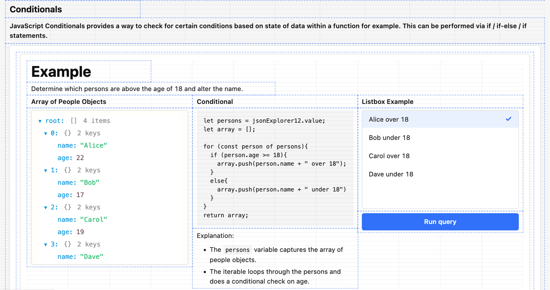 Conditionals example