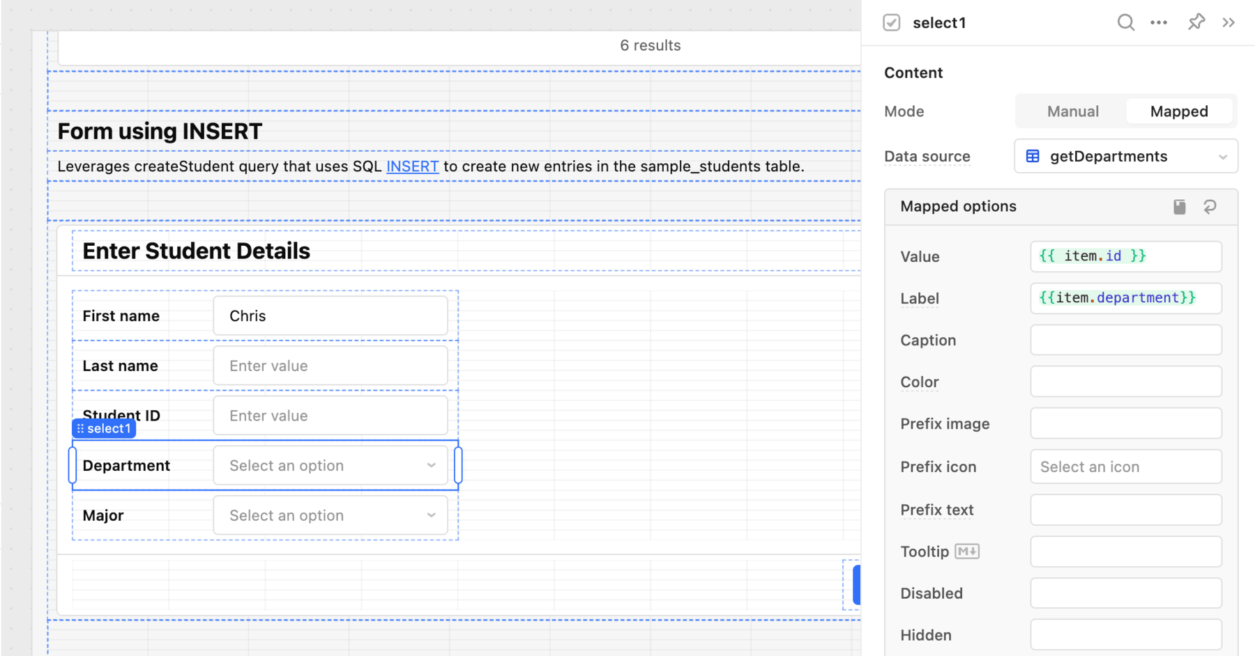 select1 component