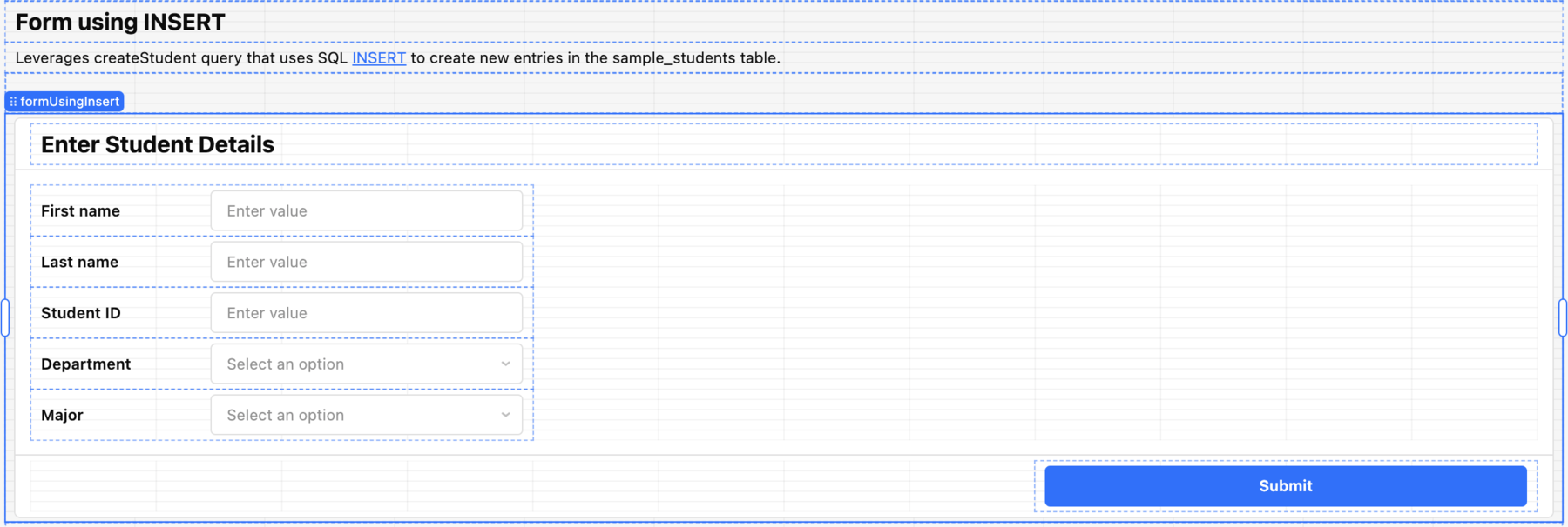 Form using INSERT
