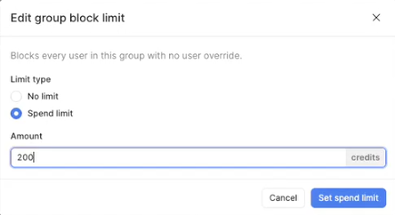 Setting a group limit for the Dev Group