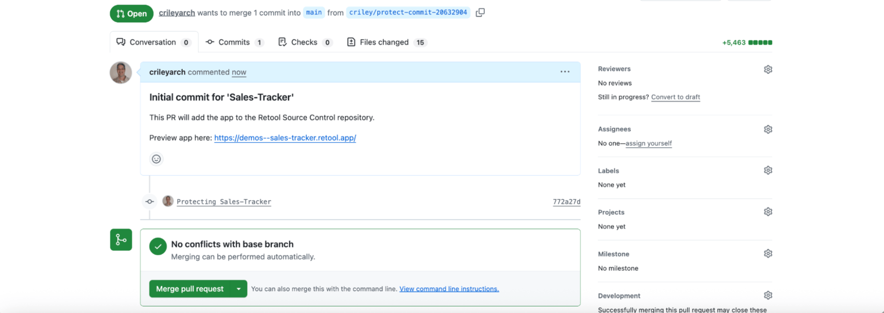 GitHub pull request page