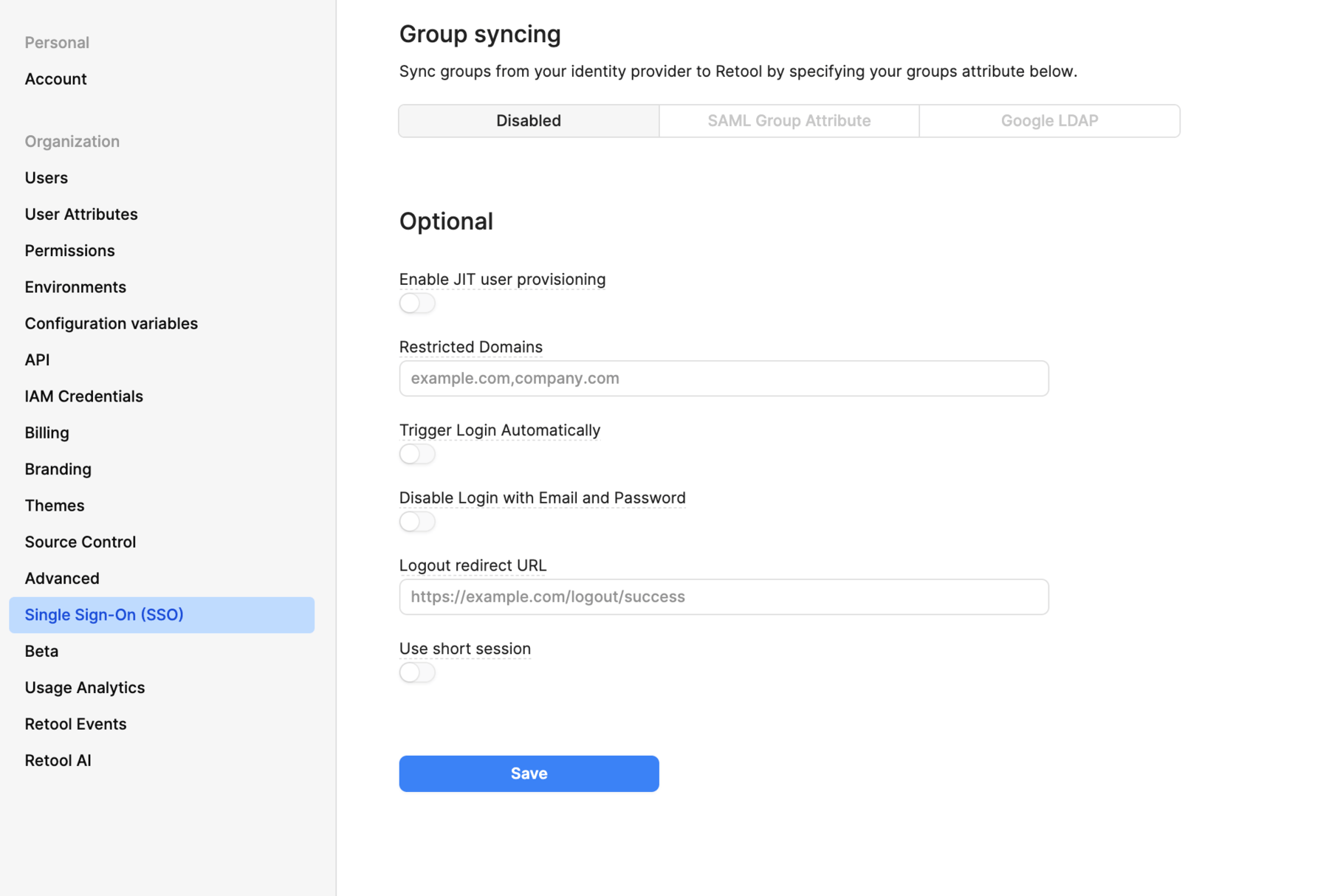 Enable JIT user provisioning.