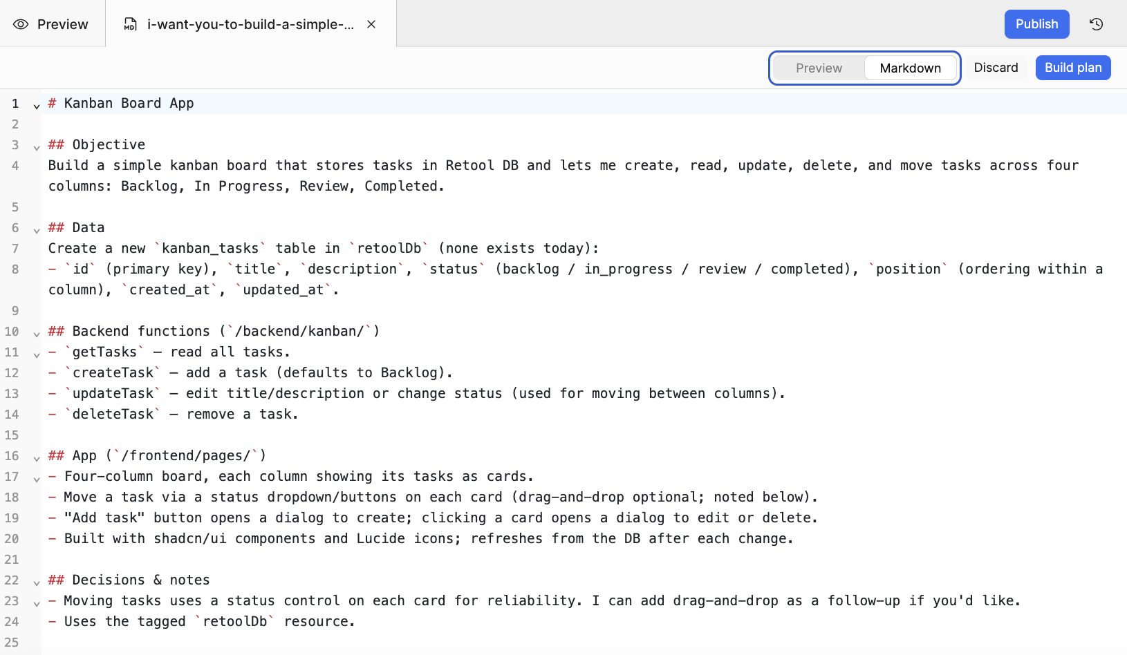 Plan markdown edit