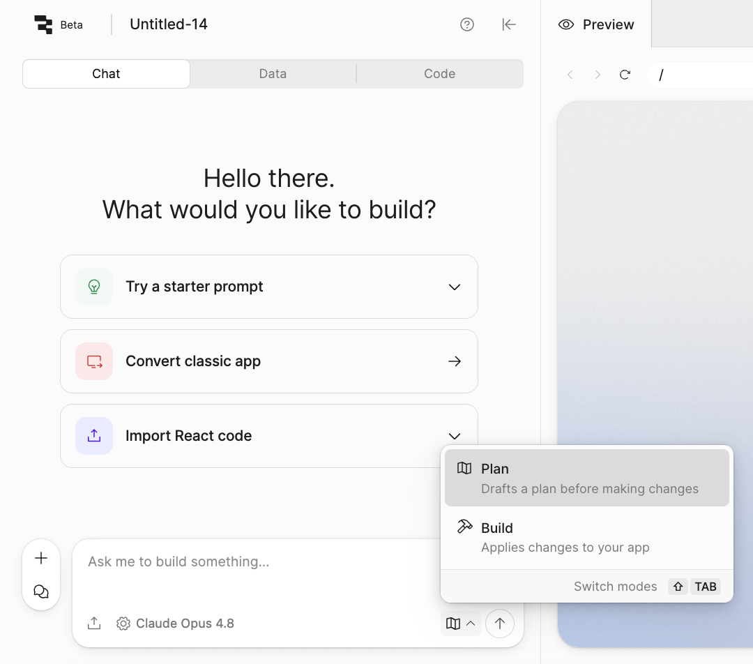Plan mode toggle