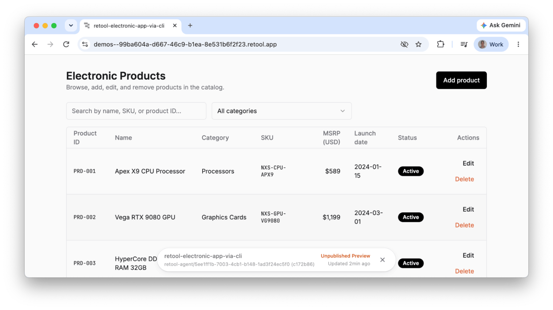 Preview application in browser