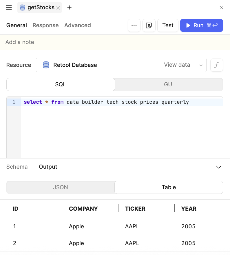 Query editor