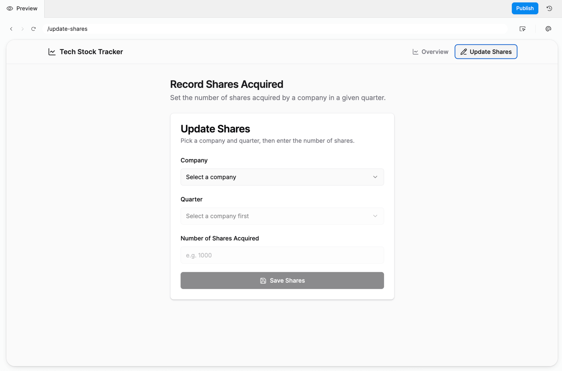 Generated shares acquisition form