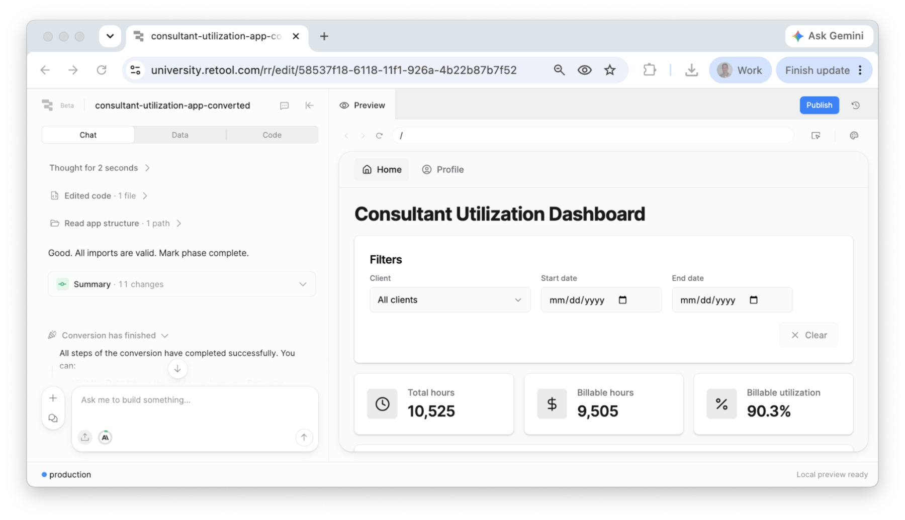 Converted app in Preview Panel