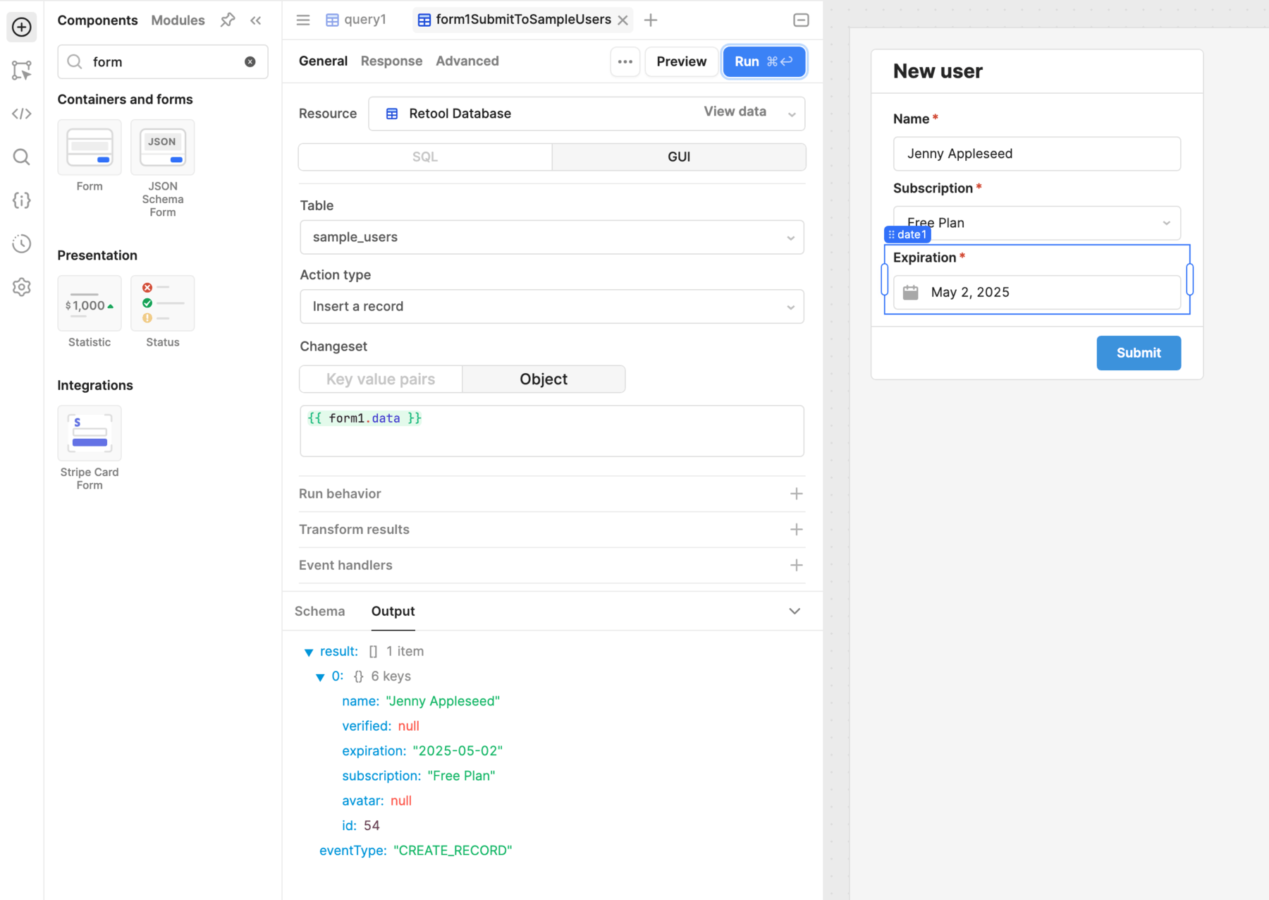 Configure the changeset