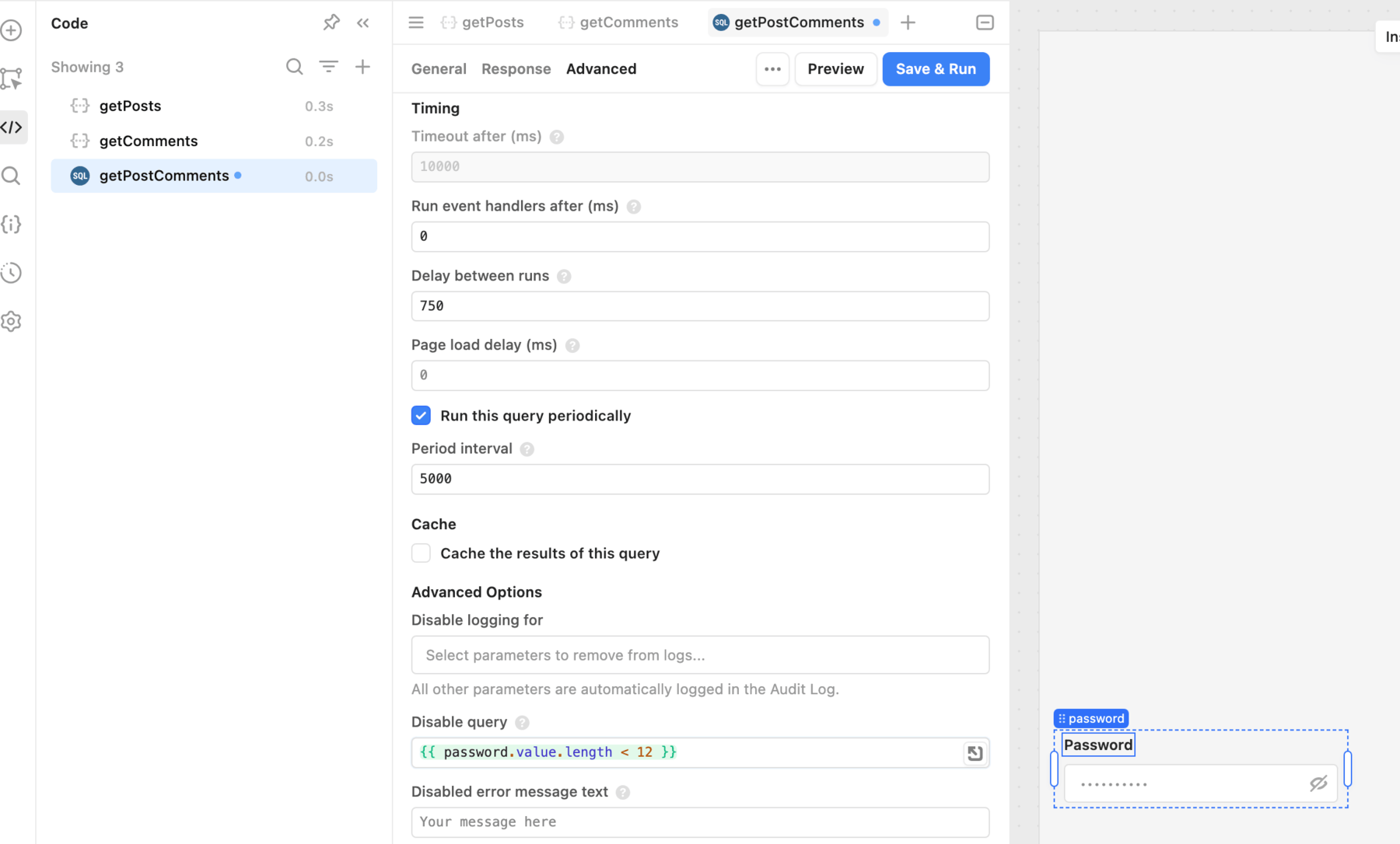 Prevent queries from running