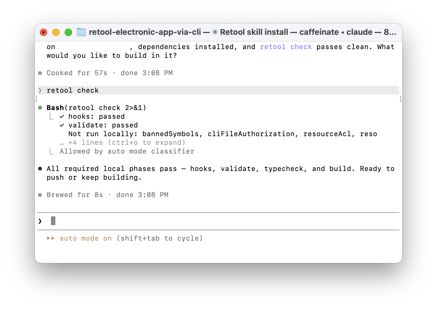 Retool check output