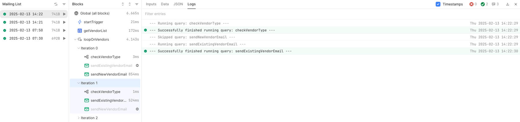 Run History for single Workflow