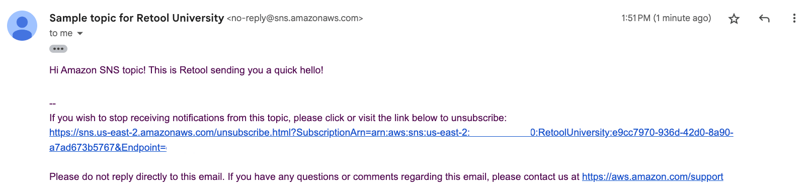 Notification messsage