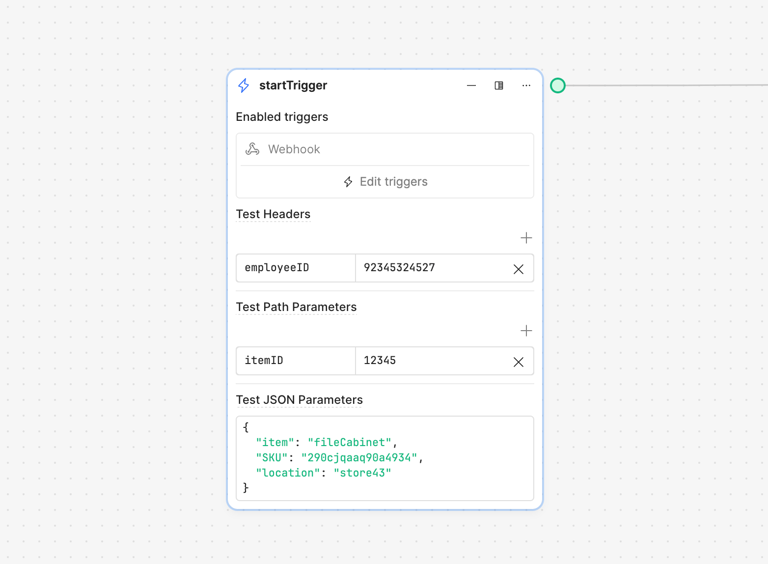Configure test headers and parameters.