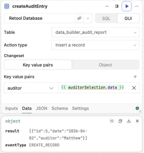 Successful insert confirmation