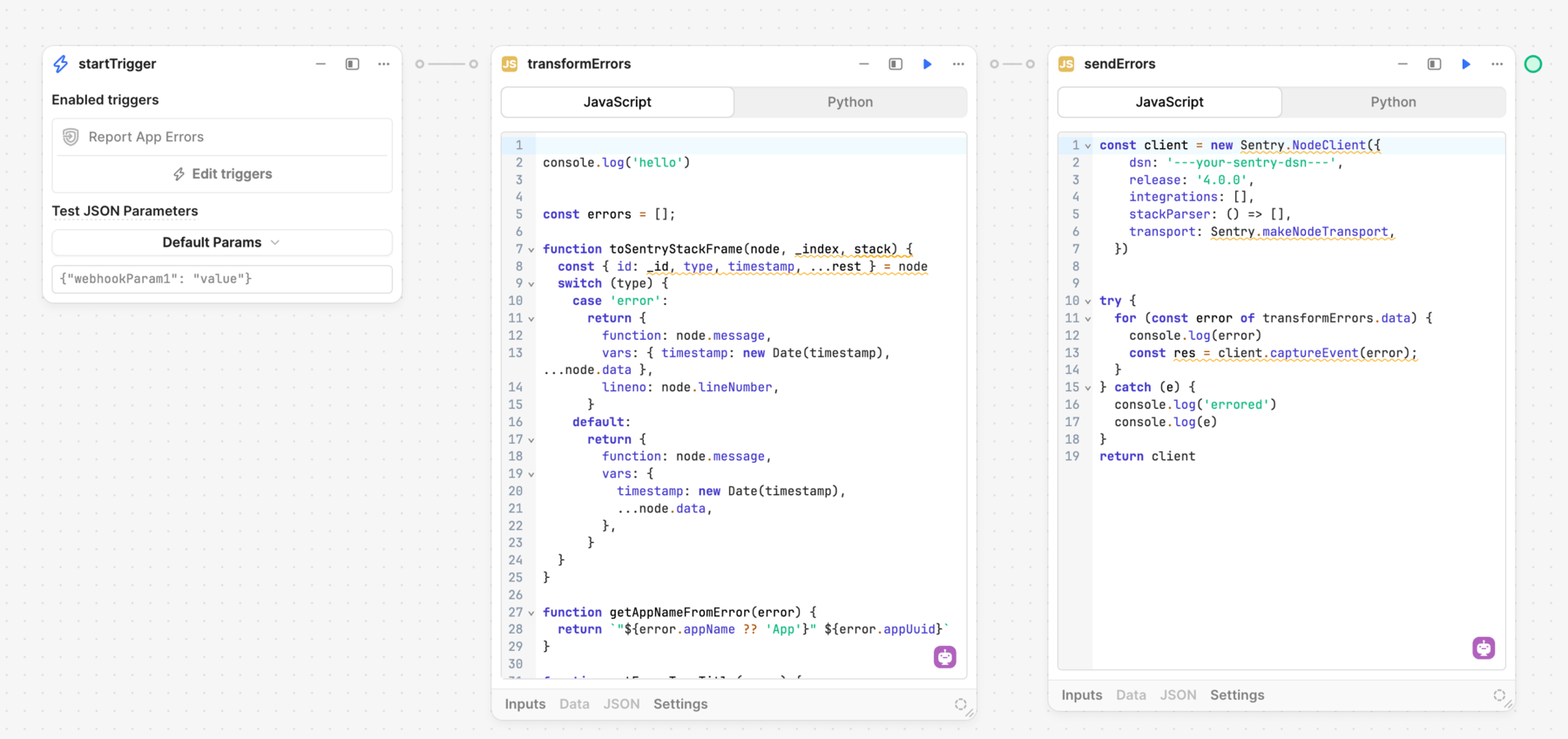 A workflow for the Report App Errors event.