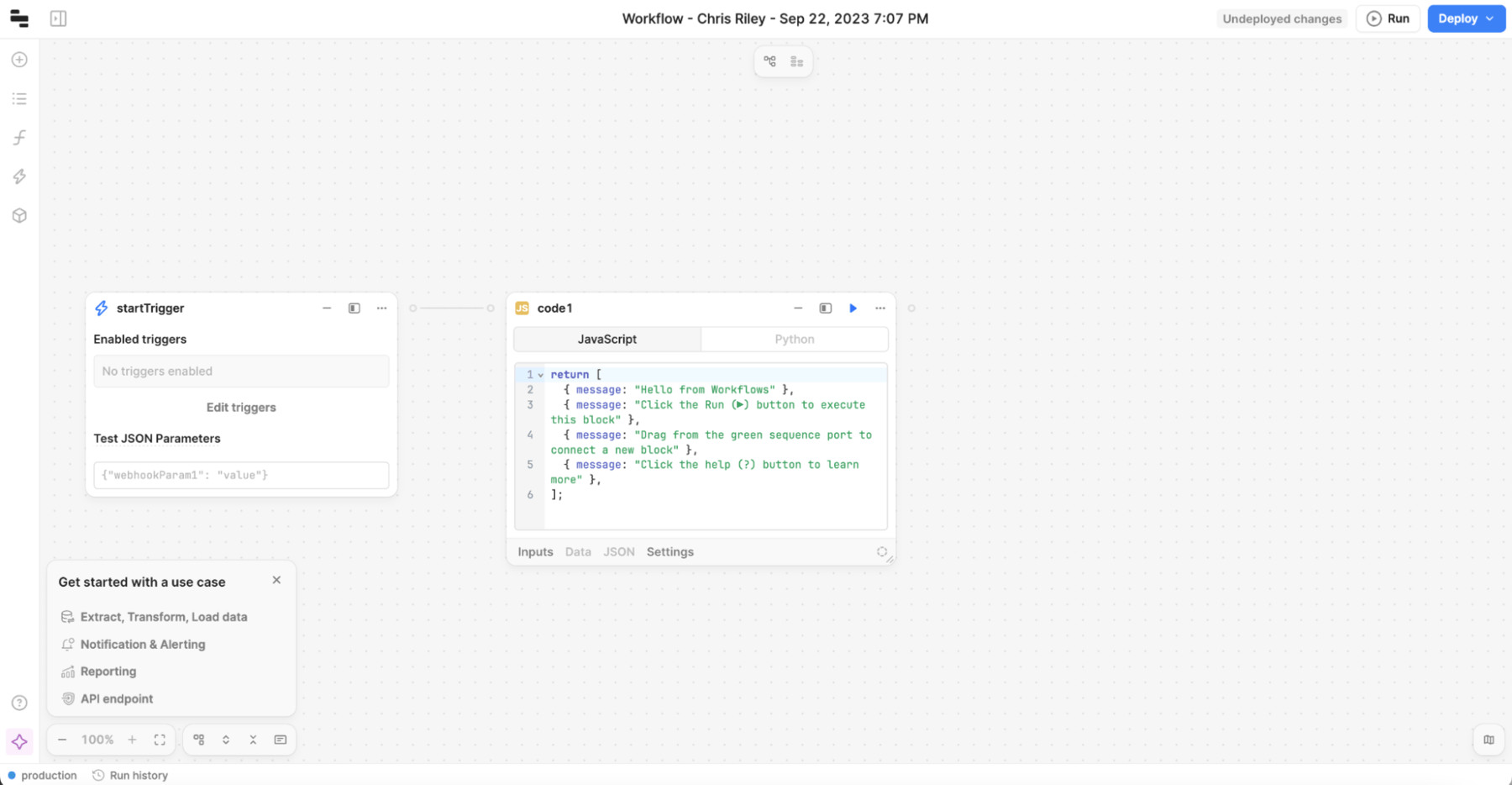 Starting workflow
